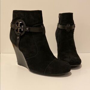 Tory Burch Black Wedge Ankle Boots